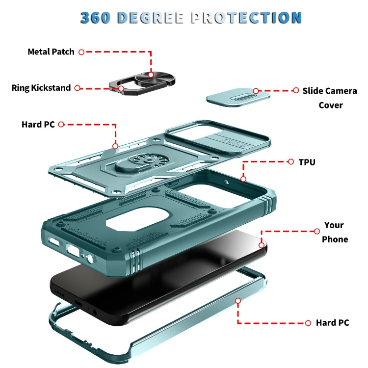 For Samsung Galaxy A14 5G Sliding Camshield TPU + PC Phone Case(Green) by buy2fix