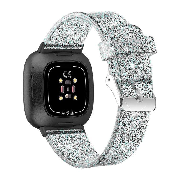 For Fitbit Versa 4 / Sense 2 Universal Flash Powder TPU Watch Band(Black) - Watch Bands by buy2fix | Online Shopping UK | buy2fix