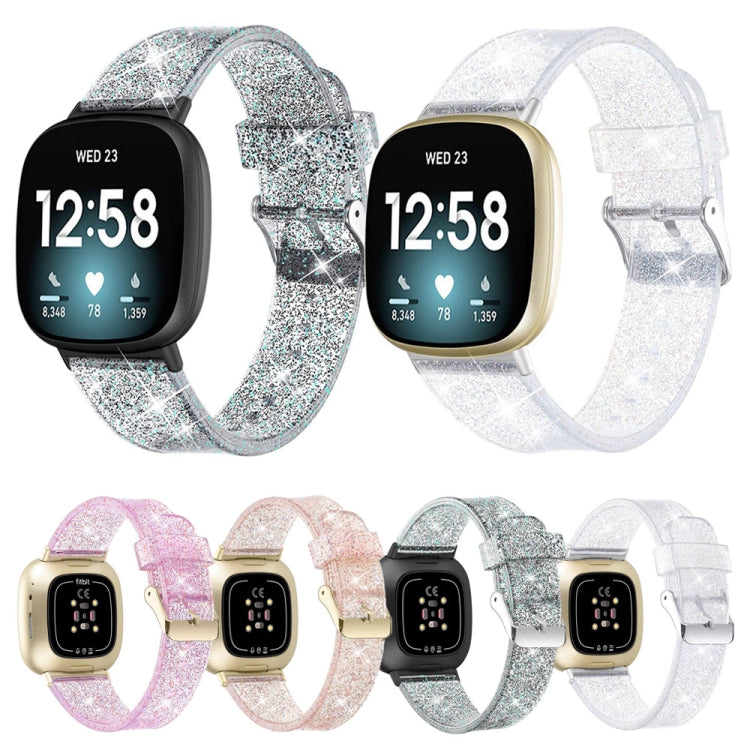 For Fitbit Versa 4 / Sense 2 Universal Flash Powder TPU Watch Band(Black) - Watch Bands by buy2fix | Online Shopping UK | buy2fix