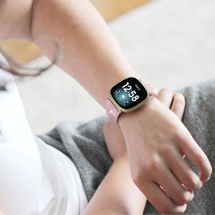 For Fitbit Versa 4 / Sense 2 Universal Flash Powder TPU Watch Band(Black) - Watch Bands by buy2fix | Online Shopping UK | buy2fix