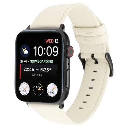 For Apple Watch Series 7 45mm / 6 & SE & 5 & 4 44mm / 3 & 2 & 1 42mm Cowhide Texture Leather Watch Band(White) - Watch Bands by buy2fix | Online Shopping UK | buy2fix