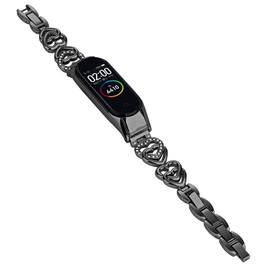 For Xiaomi Mi Band 7 Universal Diamond Metal Watch Band(Black) - Watch Bands by buy2fix | Online Shopping UK | buy2fix