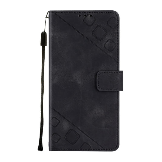 For Motorola Moto G72 Skin-feel Embossed Leather Phone Case(Black) - Motorola Cases by buy2fix | Online Shopping UK | buy2fix