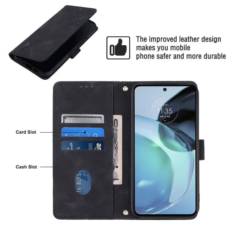 For Motorola Moto G72 Skin-feel Embossed Leather Phone Case(Black) - Motorola Cases by buy2fix | Online Shopping UK | buy2fix