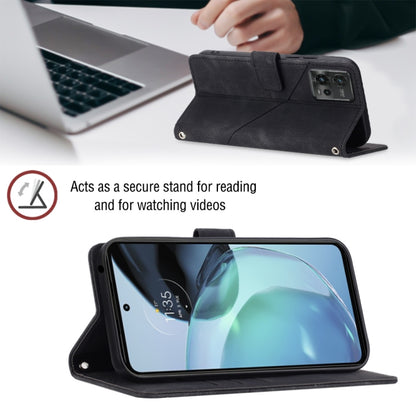 For Motorola Moto G72 Skin-feel Embossed Leather Phone Case(Black) - Motorola Cases by buy2fix | Online Shopping UK | buy2fix