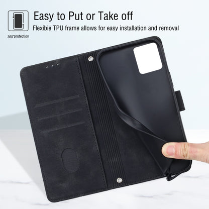 For Motorola Moto G72 Skin-feel Embossed Leather Phone Case(Black) - Motorola Cases by buy2fix | Online Shopping UK | buy2fix