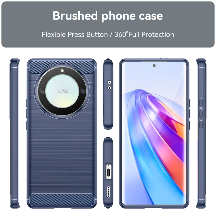 For Honor X9a Brushed Texture Carbon Fiber TPU Phone Case(Blue) - Honor Cases by buy2fix | Online Shopping UK | buy2fix