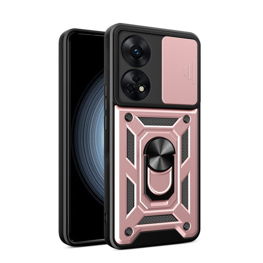 For OPPO Reno8 T 4G Sliding Camera Cover Design Phone Case(Rose Gold) - OPPO Cases by buy2fix | Online Shopping UK | buy2fix