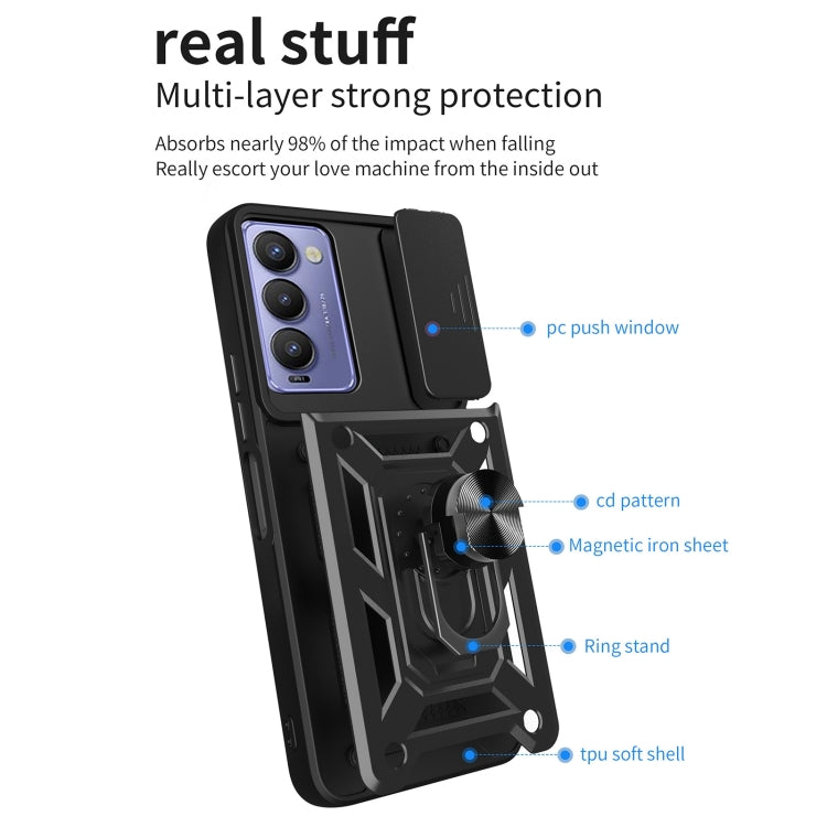 For Tecno Camon 18 / 18 P Sliding Camera Cover Design Phone Case(Blue) by buy2fix