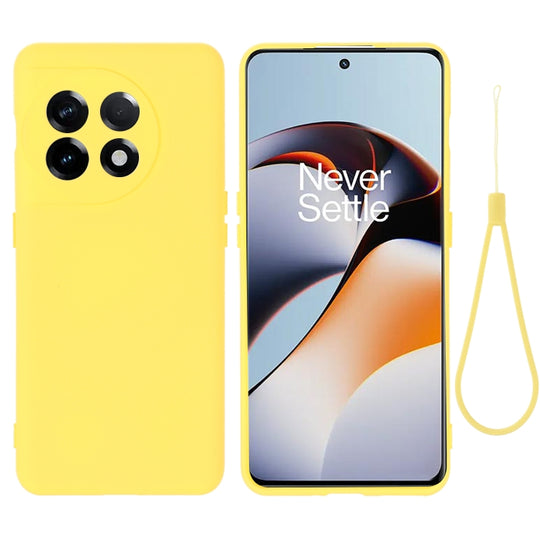 For OnePlus 11 Pure Color Liquid Silicone Shockproof Full Coverage Phone Case(Yellow)