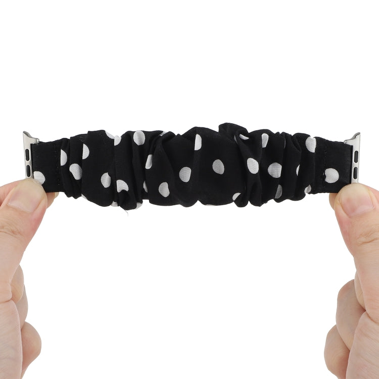 For Apple Watch Series 9&8&7 41mm / SE 3&SE 2&6&SE&5&4 40mm / 3&2&1 38mm Cloth + Stainless Steel Hair Ring Watch Band(Black Spot) by buy2fix