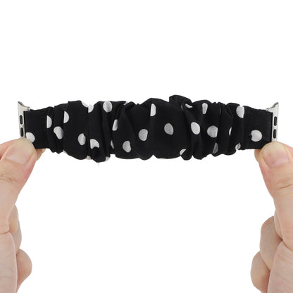 For Apple Watch Series 9&8&7 41mm / SE 3&SE 2&6&SE&5&4 40mm / 3&2&1 38mm Cloth + Stainless Steel Hair Ring Watch Band(Black Spot) by buy2fix