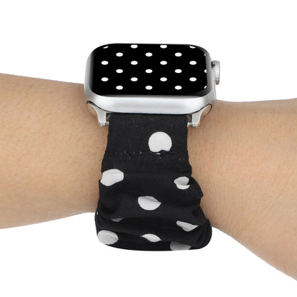 For Apple Watch Series 9&8&7 41mm / SE 3&SE 2&6&SE&5&4 40mm / 3&2&1 38mm Cloth + Stainless Steel Hair Ring Watch Band(Black Spot) by buy2fix