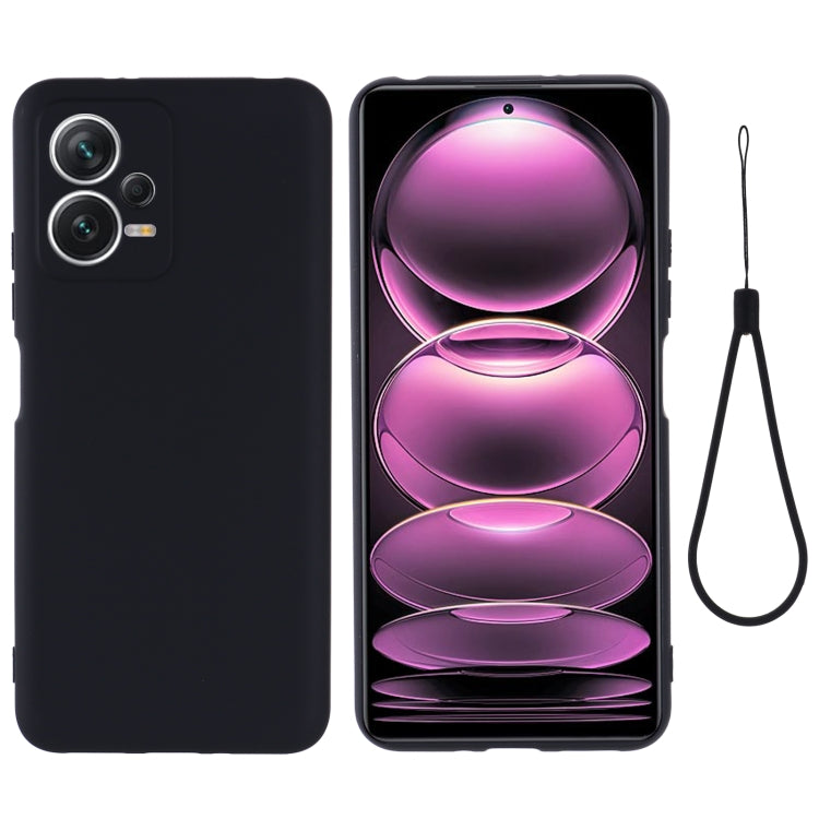 For Xiaomi Redmi Note 12 5G India / Poco X5 Pure Color Liquid Silicone Shockproof Full Coverage Phone Case(Black) by buy2fix