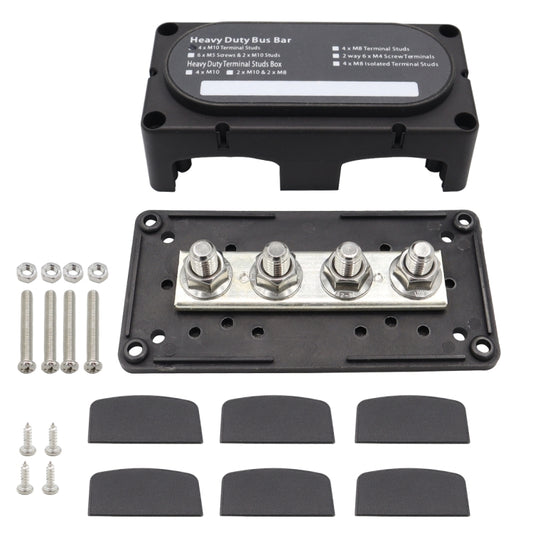 CP-3088-01 300A 48V 4-way M10 Terminal Busbar(Black) - Booster Cable & Clip by buy2fix | Online Shopping UK | buy2fix