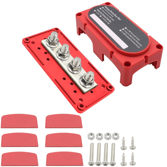 CP-3088-02 300A 48V 4-way M10 Terminal Busbar(Red) - Booster Cable & Clip by buy2fix | Online Shopping UK | buy2fix