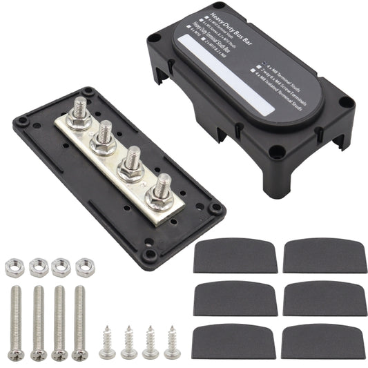 CP-3089-01 300A 48V 4-way M8 Terminal Busbar(Black) - Booster Cable & Clip by buy2fix | Online Shopping UK | buy2fix