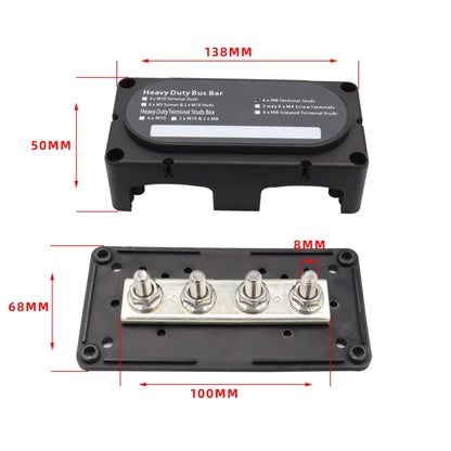 CP-3089-01 300A 48V 4-way M8 Terminal Busbar(Black) - Booster Cable & Clip by buy2fix | Online Shopping UK | buy2fix