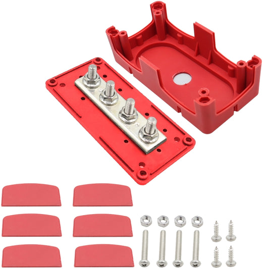 CP-3089-02 300A 48V 4-way M8 Terminal Busbar(Red) - Booster Cable & Clip by buy2fix | Online Shopping UK | buy2fix