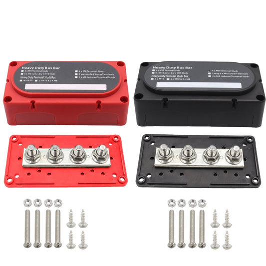 CP-3090 1 Pair  300A 48V 4-way M10 Terminal Busbar(Black + Red) - Booster Cable & Clip by buy2fix | Online Shopping UK | buy2fix