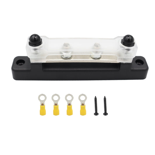 CP-3119 150A 12-48V RV Yacht Single-row 2-way Busbar with 4pcs Terminals(Black) - Booster Cable & Clip by buy2fix | Online Shopping UK | buy2fix