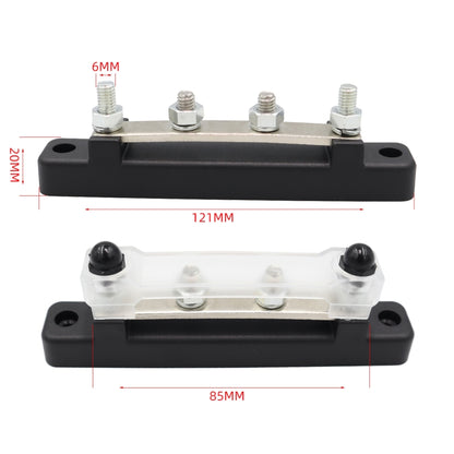 CP-3119 150A 12-48V RV Yacht Single-row 2-way Busbar with 4pcs Terminals(Black) - Booster Cable & Clip by buy2fix | Online Shopping UK | buy2fix