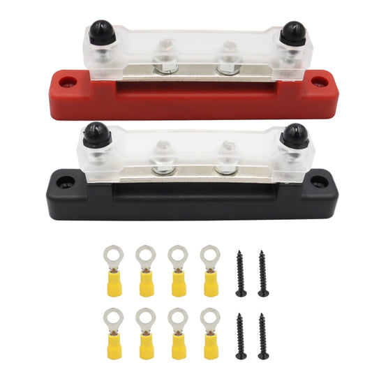 CP-3120 1 Pair 150A 12-48V RV Yacht Single-row 2-way Busbar with 8pcs Terminals(Black + Red) - Booster Cable & Clip by buy2fix | Online Shopping UK | buy2fix