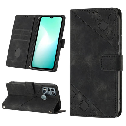 For Infinix Hot 11 Play / Hot 10 Play / Hot 9 Play Skin-feel Embossed Leather Phone Case(Black) - Infinix Cases by buy2fix | Online Shopping UK | buy2fix