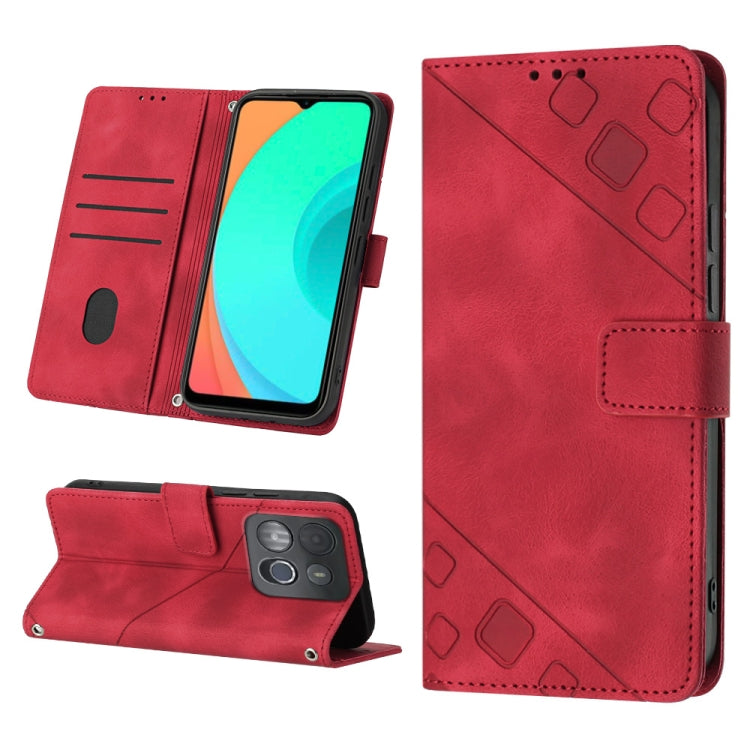 For Infinix Smart 7 X6515 Skin-feel Embossed Leather Phone Case(Red) - Infinix Cases by buy2fix | Online Shopping UK | buy2fix