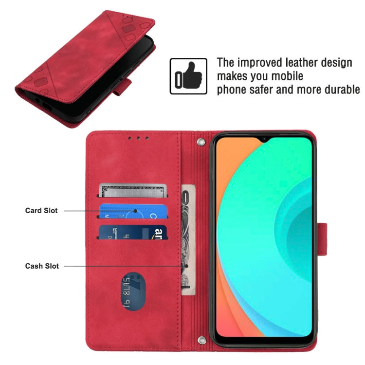 For Infinix Smart 7 X6515 Skin-feel Embossed Leather Phone Case(Red) - Infinix Cases by buy2fix | Online Shopping UK | buy2fix