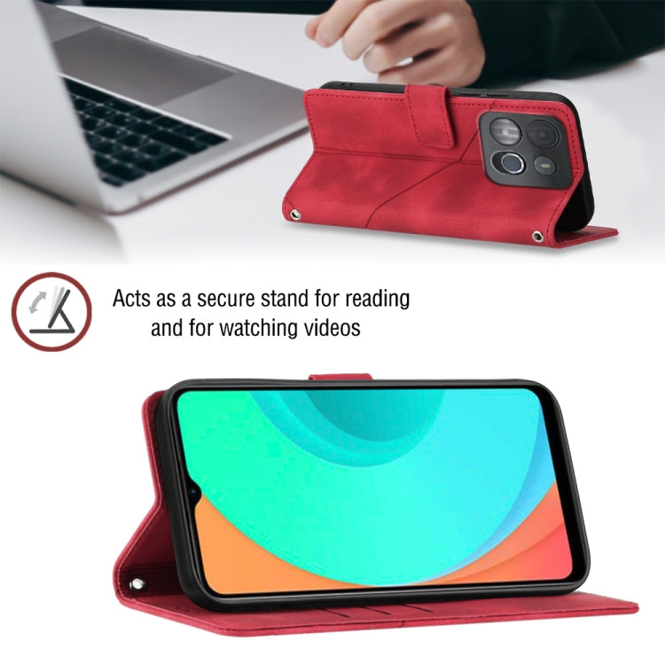 For Infinix Smart 7 X6515 Skin-feel Embossed Leather Phone Case(Red) - Infinix Cases by buy2fix | Online Shopping UK | buy2fix