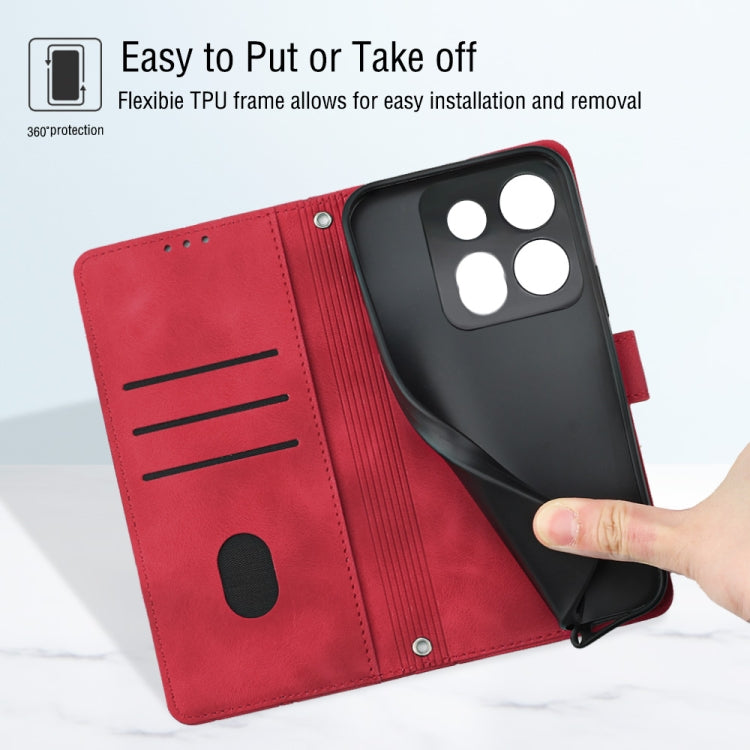 For Infinix Smart 7 X6515 Skin-feel Embossed Leather Phone Case(Red) - Infinix Cases by buy2fix | Online Shopping UK | buy2fix