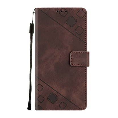 For Tecno Pova 2 Skin-feel Embossed Leather Phone Case(Brown) by buy2fix