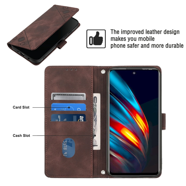 For Tecno Pova 2 Skin-feel Embossed Leather Phone Case(Brown) by buy2fix