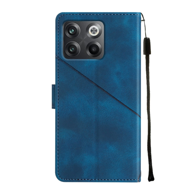 For OnePlus 10T 5G Skin-feel Embossed Leather Phone Case(Blue) - OnePlus Cases by buy2fix | Online Shopping UK | buy2fix