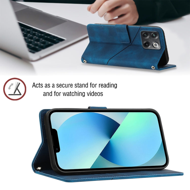 For OnePlus 10T 5G Skin-feel Embossed Leather Phone Case(Blue) - OnePlus Cases by buy2fix | Online Shopping UK | buy2fix