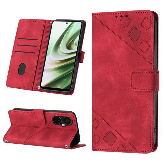 For OnePlus Nord CE 3 Lite 5G / Nord N30 / OPP0 K11X Skin-feel Embossed Leather Phone Case(Red) - OnePlus Cases by buy2fix | Online Shopping UK | buy2fix