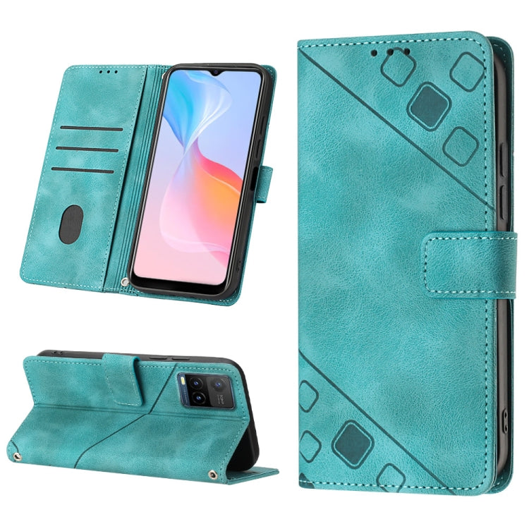 For vivo Y21 2021 / Y33s / Y21s Skin-feel Embossed Leather Phone Case(Green) - vivo Cases by buy2fix | Online Shopping UK | buy2fix