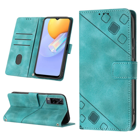 For vivo Y51 2020 / Y31 2021 / Y51a / Y53s 4G Skin-feel Embossed Leather Phone Case(Green) - vivo Cases by buy2fix | Online Shopping UK | buy2fix