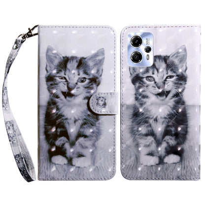 For Motorola Moto G13 / G23 3D Painted Leather Phone Case(Smile Cat) - Motorola Cases by buy2fix | Online Shopping UK | buy2fix