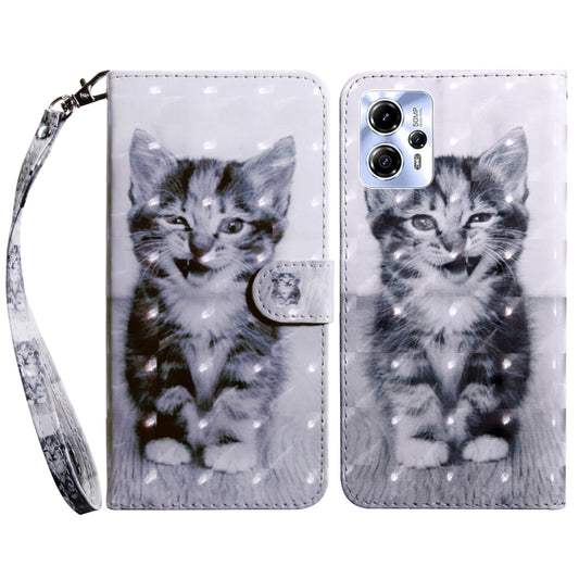 For Motorola Moto G13 / G23 3D Painted Leather Phone Case(Smile Cat) - Motorola Cases by buy2fix | Online Shopping UK | buy2fix
