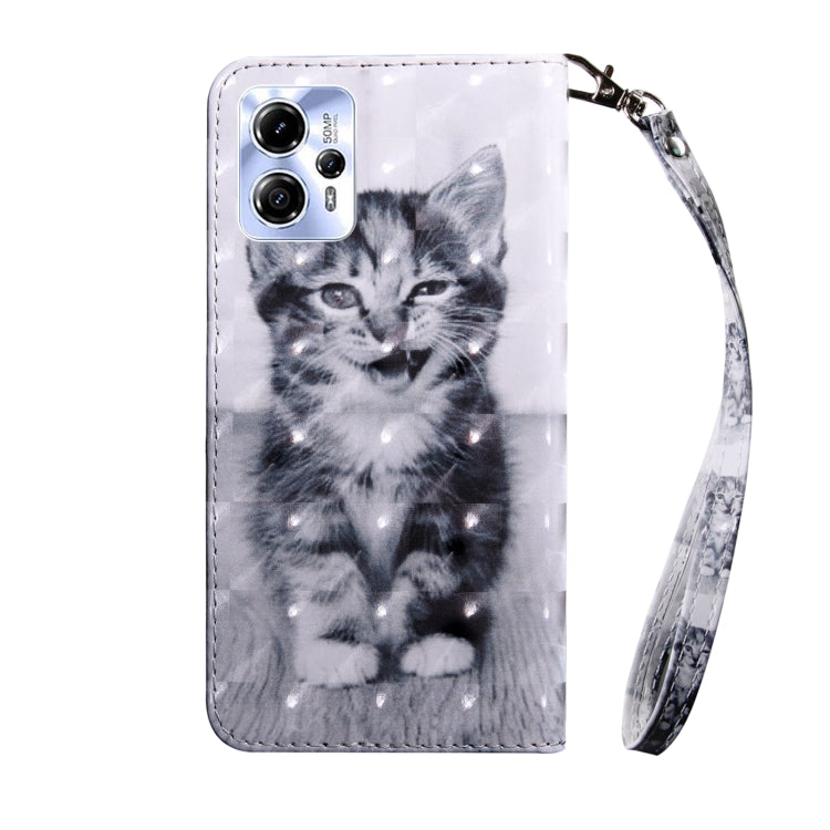 For Motorola Moto G13 / G23 3D Painted Leather Phone Case(Smile Cat) - Motorola Cases by buy2fix | Online Shopping UK | buy2fix