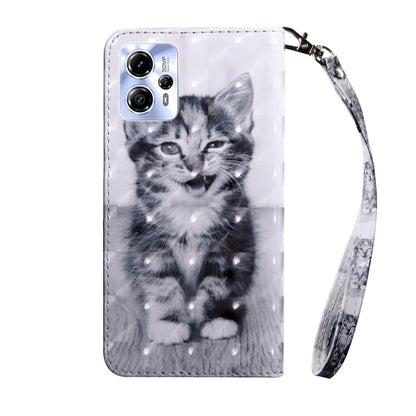 For Motorola Moto G13 / G23 3D Painted Leather Phone Case(Smile Cat) - Motorola Cases by buy2fix | Online Shopping UK | buy2fix