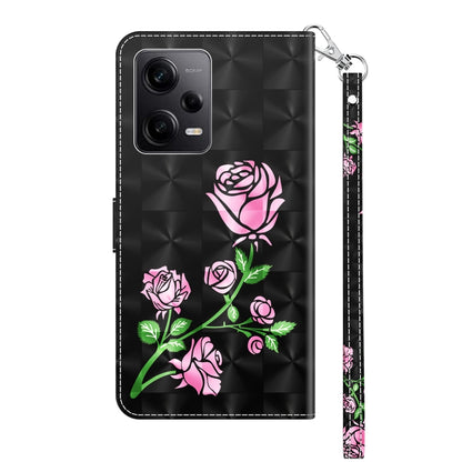 For Xiaomi Redmi Note 12 Pro 5G Global 3D Painted Leather Phone Case(Rose) by buy2fix