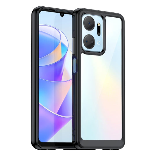 For Honor X7A Colorful Series Acrylic + TPU Phone Case(Black)