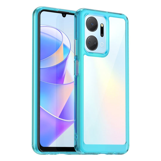 For Honor X7A Colorful Series Acrylic + TPU Phone Case(Transparent Blue)
