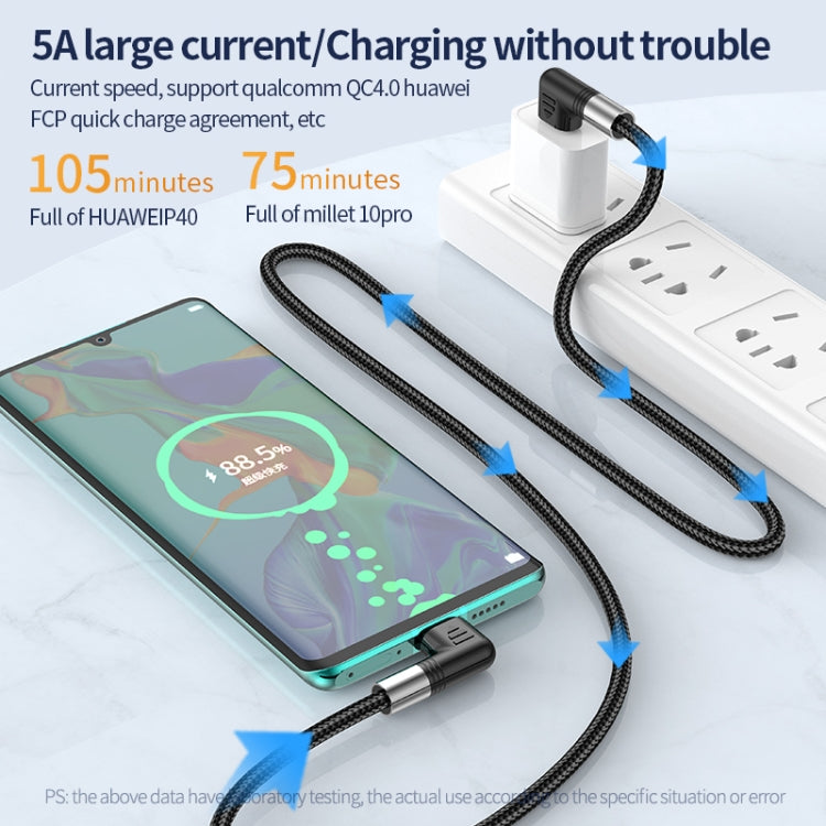 A9 100W USB-C/Type-C to USB-C/Type-C Double Elbow Data Cable, Length:1m by buy2fix