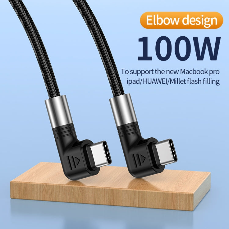 A9 100W USB-C/Type-C to USB-C/Type-C Double Elbow Data Cable, Length:3m by buy2fix
