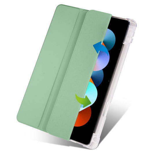 For Xiaomi Redmi Pad 10.61 3-folding Transparent TPU Smart Leather Tablet Case with Pen slot(Matcha Green) by buy2fix
