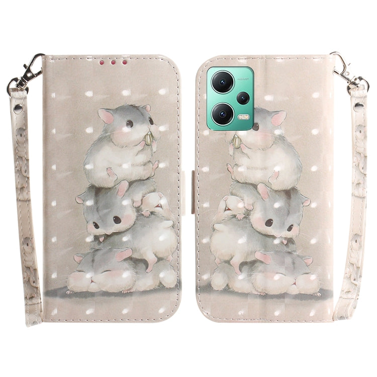 For Xiaomi Redmi Note 12 5G 3D Colored Horizontal Flip Leather Phone Case(Squirrels) by buy2fix